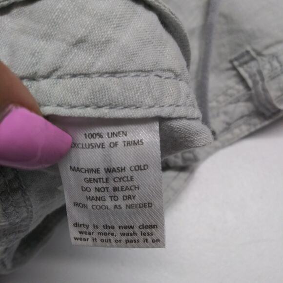 Horny Toad 100% Linen Lithe Shorts Gray Green Outdoor Hiking Size 6 - Picture 8 of 8